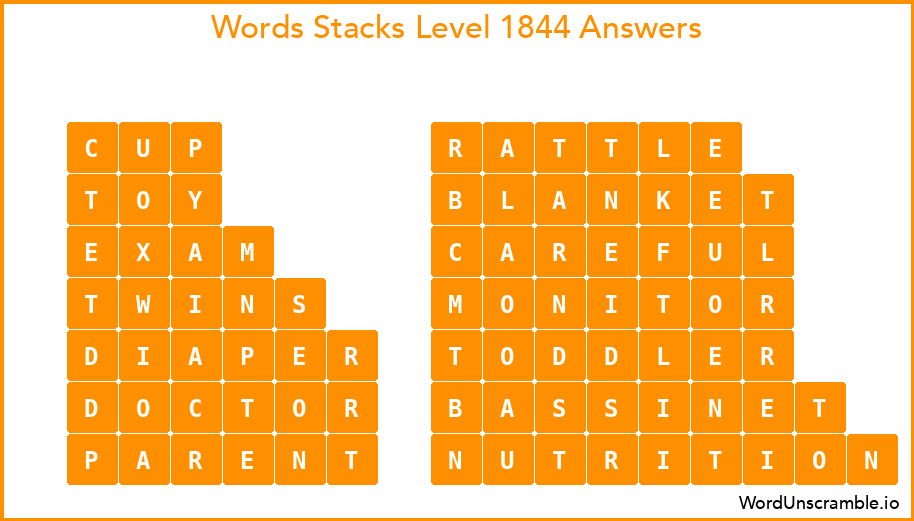 Word Stacks Level 1844 Answers
