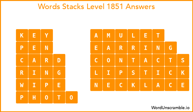Word Stacks Level 1851 Answers