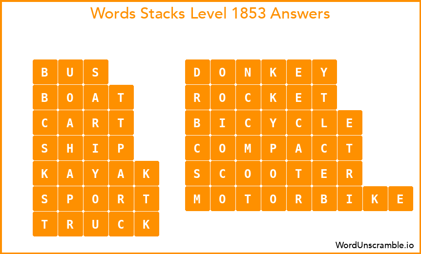 Word Stacks Level 1853 Answers