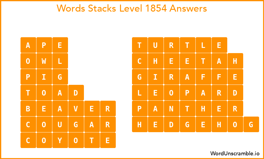 Word Stacks Level 1854 Answers