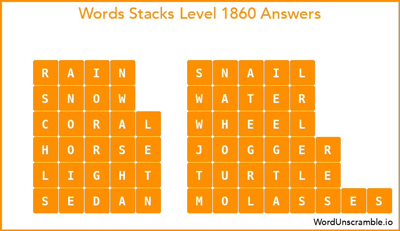 Word Stacks Level 1860 Answers