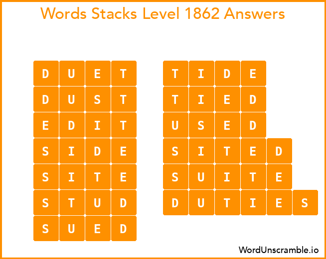 Word Stacks Level 1862 Answers