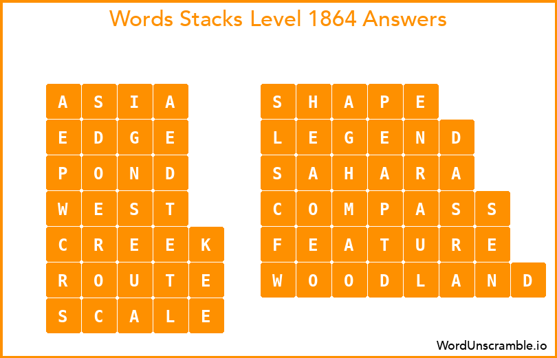 Word Stacks Level 1864 Answers