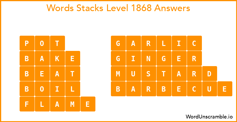 Word Stacks Level 1868 Answers