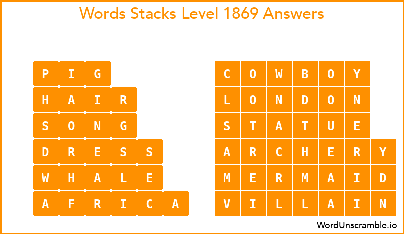 Word Stacks Level 1869 Answers