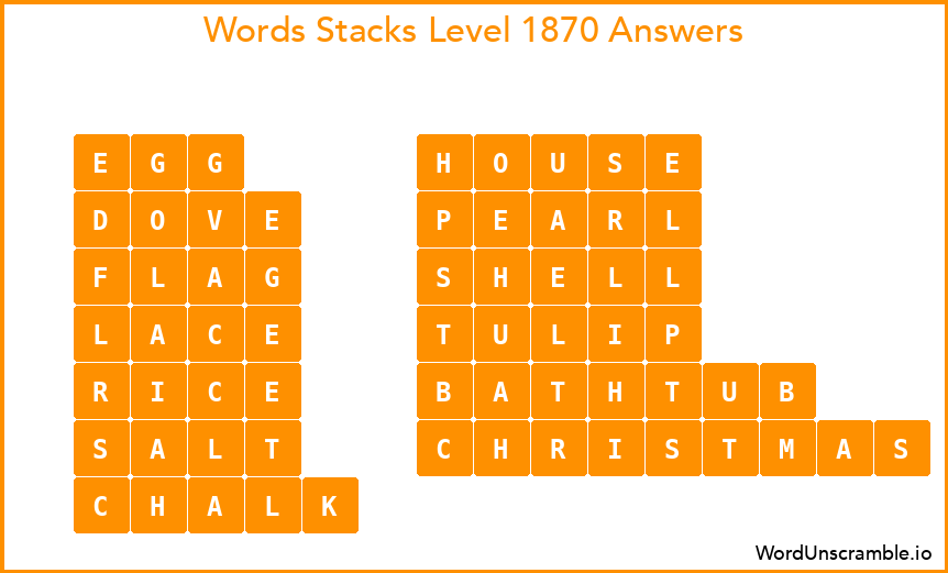 Word Stacks Level 1870 Answers