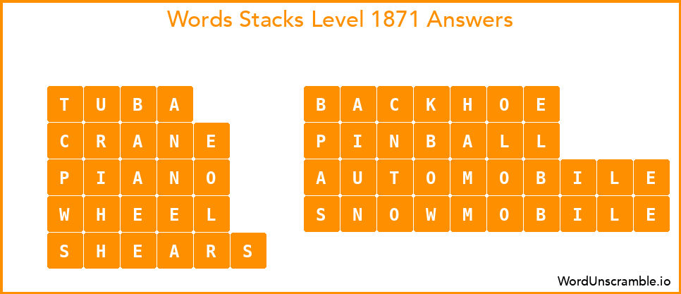 Word Stacks Level 1871 Answers
