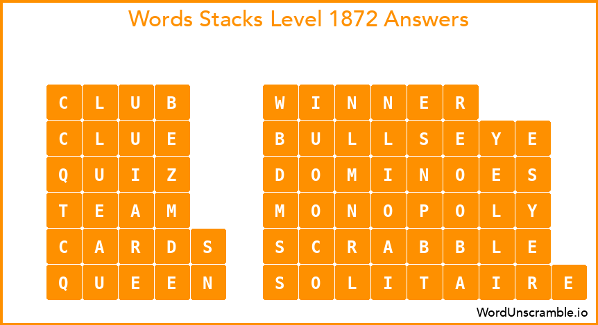 Word Stacks Level 1872 Answers