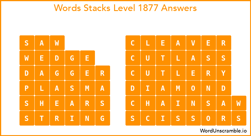 Word Stacks Level 1877 Answers