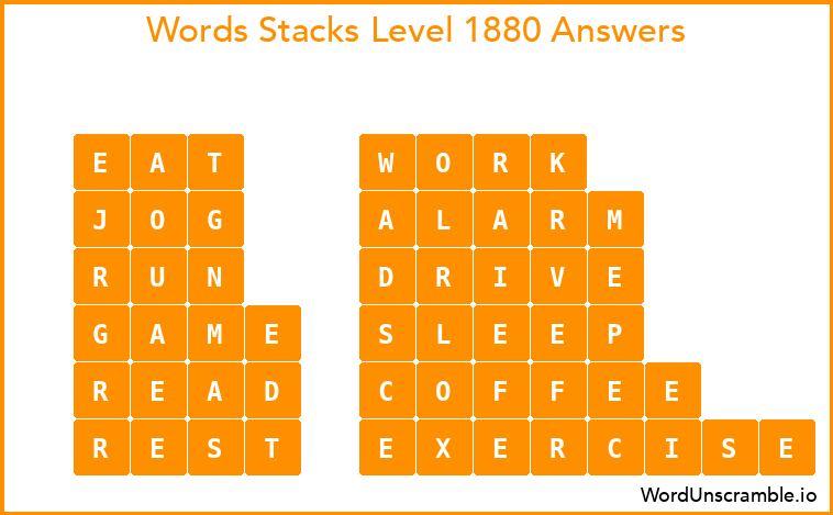 Word Stacks Level 1880 Answers