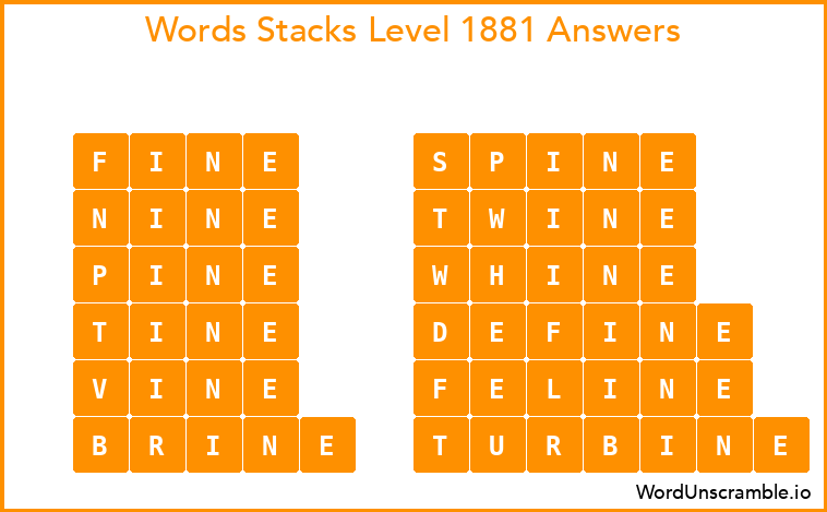 Word Stacks Level 1881 Answers