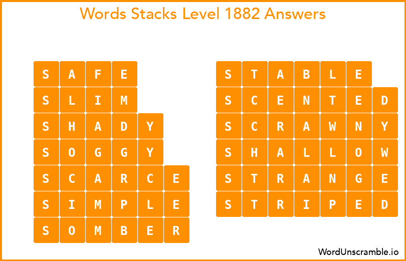 Word Stacks Level 1882 Answers