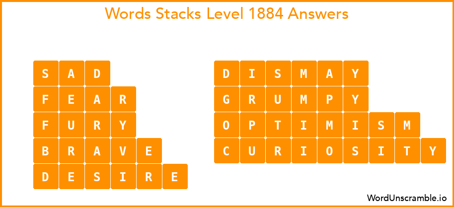 Word Stacks Level 1884 Answers