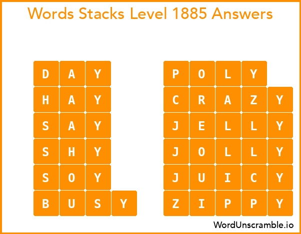 Word Stacks Level 1885 Answers