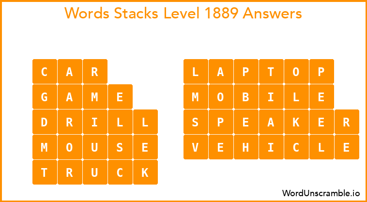Word Stacks Level 1889 Answers