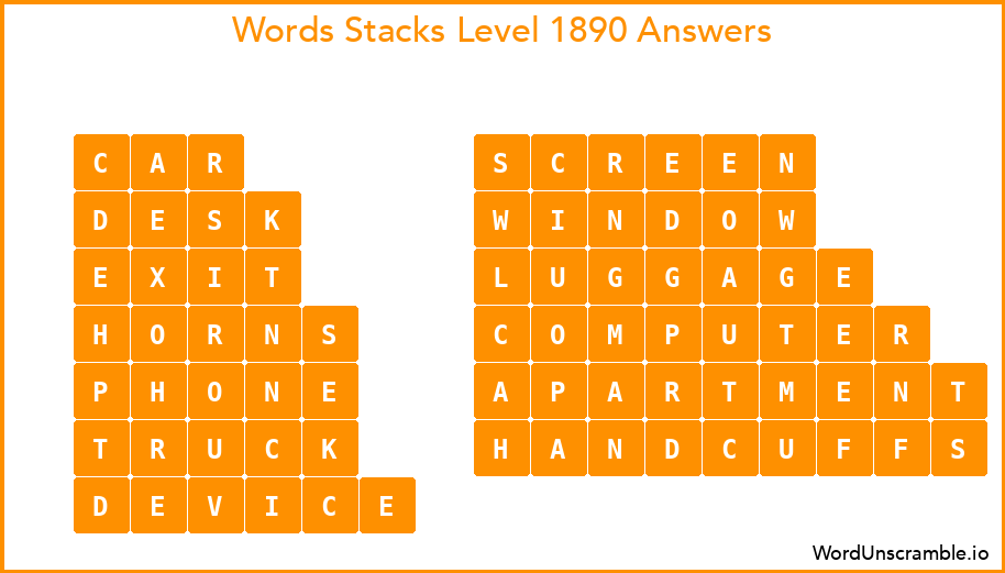 Word Stacks Level 1890 Answers
