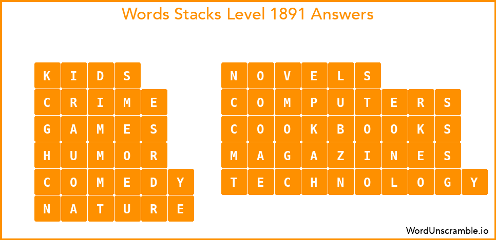 Word Stacks Level 1891 Answers