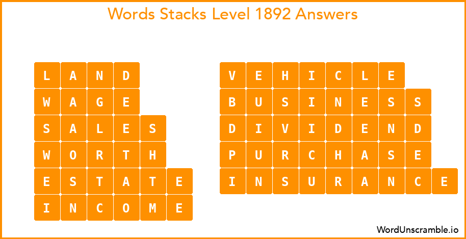 Word Stacks Level 1892 Answers