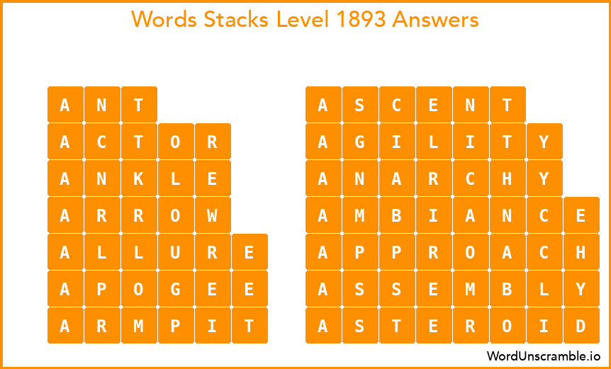 Word Stacks Level 1893 Answers