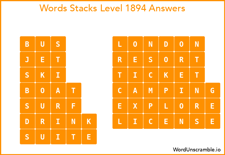 Word Stacks Level 1894 Answers