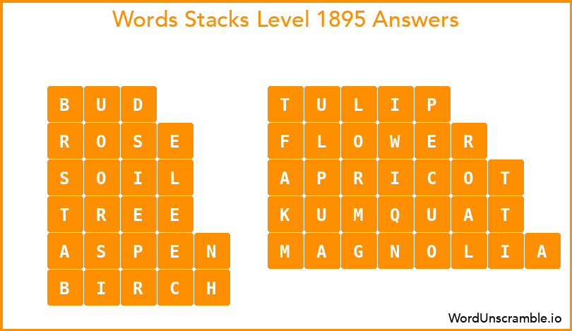 Word Stacks Level 1895 Answers