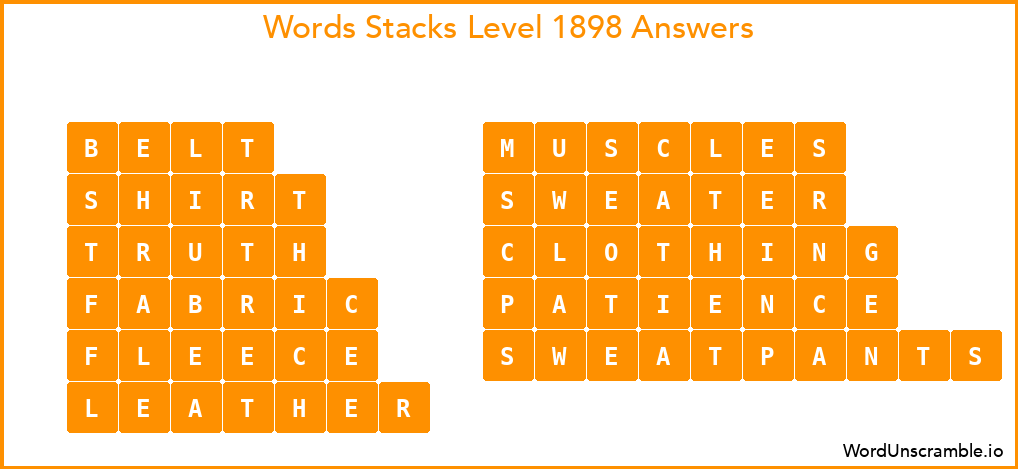 Word Stacks Level 1898 Answers