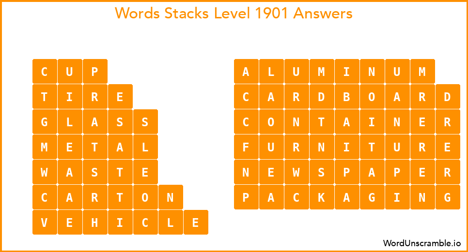 Word Stacks Level 1901 Answers