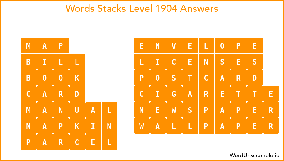 Word Stacks Level 1904 Answers