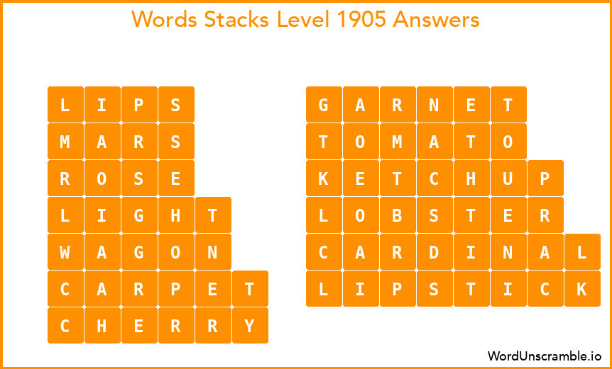 Word Stacks Level 1905 Answers