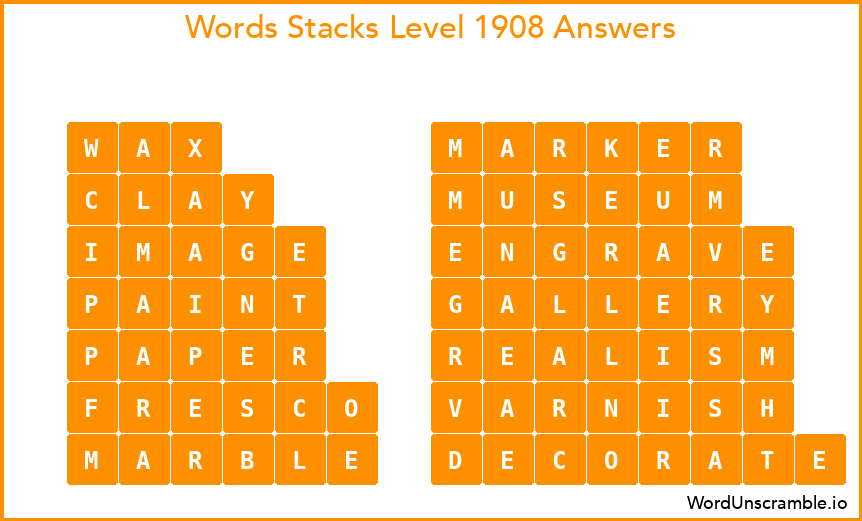 Word Stacks Level 1908 Answers