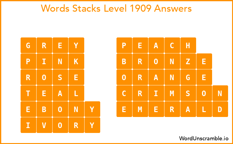 Word Stacks Level 1909 Answers