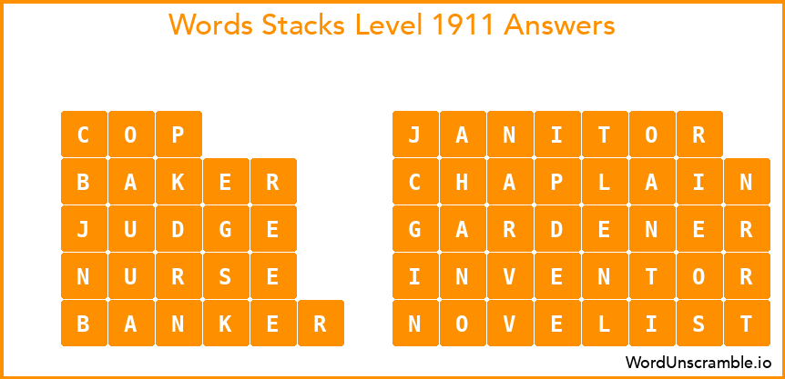Word Stacks Level 1911 Answers