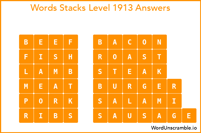 Word Stacks Level 1913 Answers