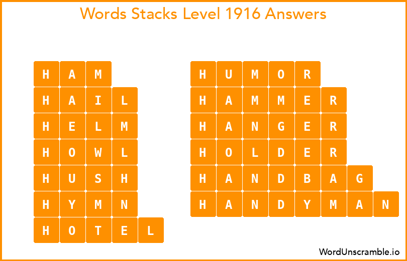Word Stacks Level 1916 Answers