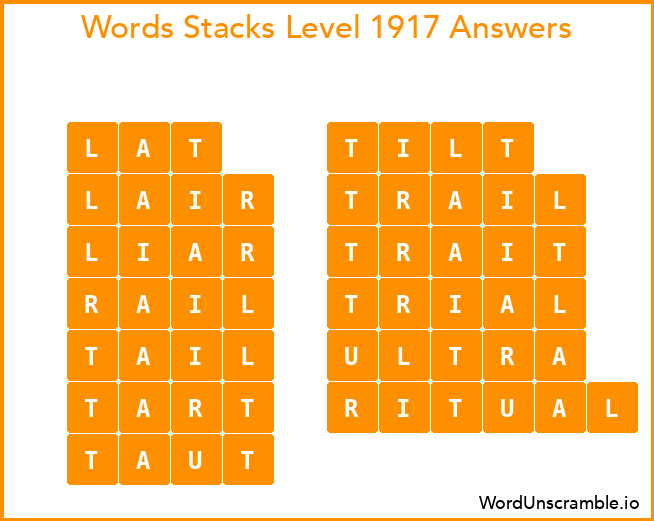 Word Stacks Level 1917 Answers