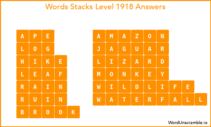 Word Stacks Level 1918 Answers