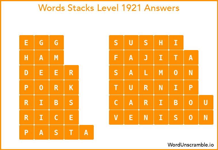 Word Stacks Level 1921 Answers