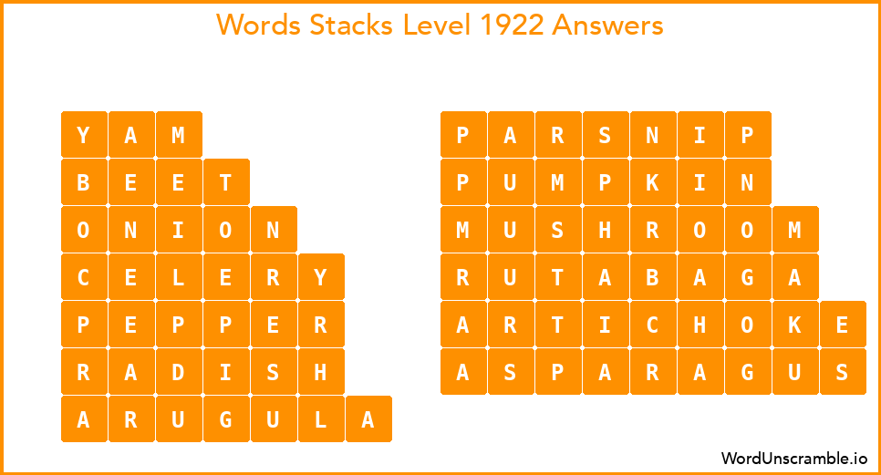Word Stacks Level 1922 Answers