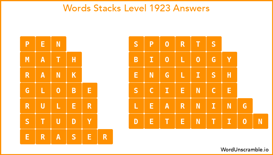 Word Stacks Level 1923 Answers