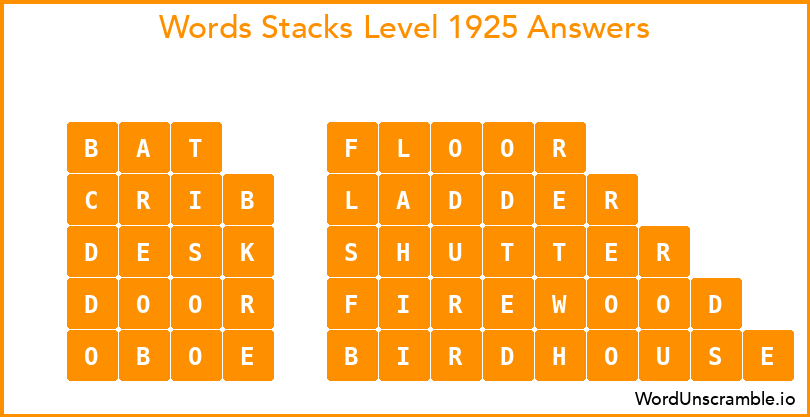 Word Stacks Level 1925 Answers