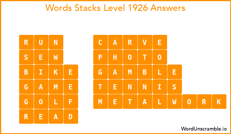 Word Stacks Level 1926 Answers