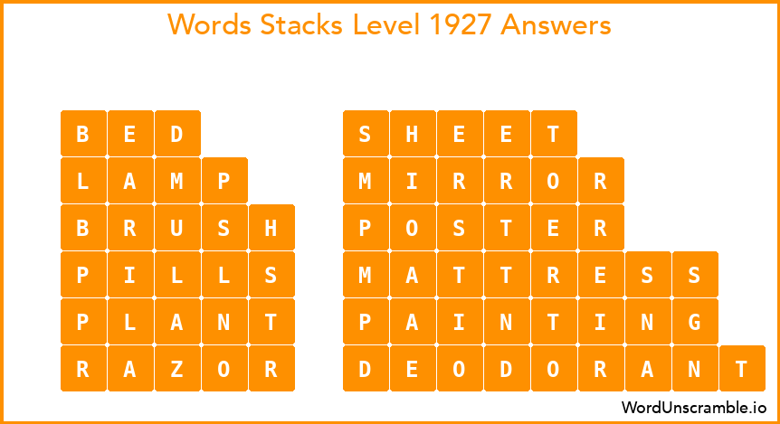 Word Stacks Level 1927 Answers