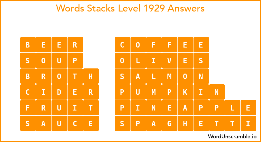 Word Stacks Level 1929 Answers