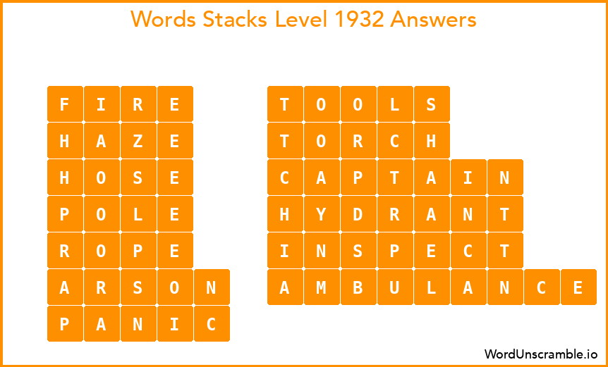 Word Stacks Level 1932 Answers