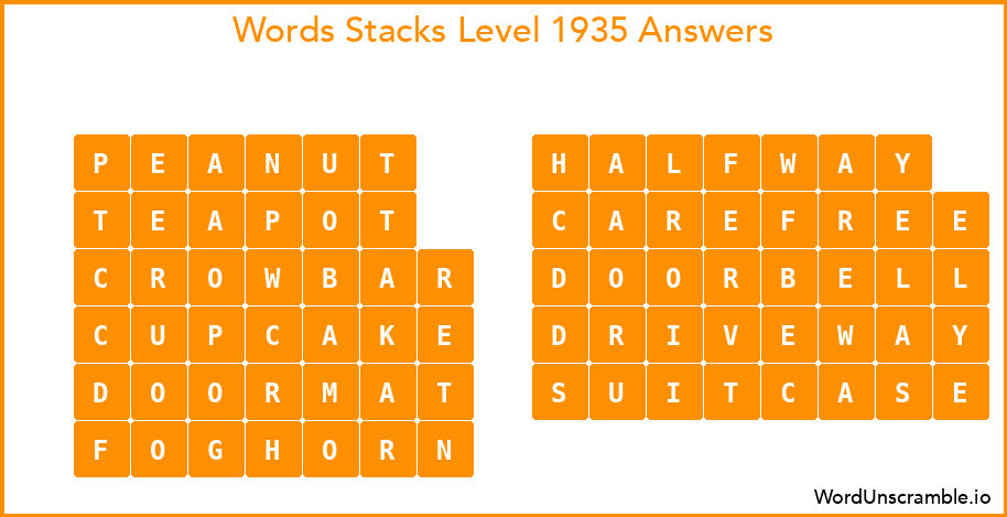 Word Stacks Level 1935 Answers