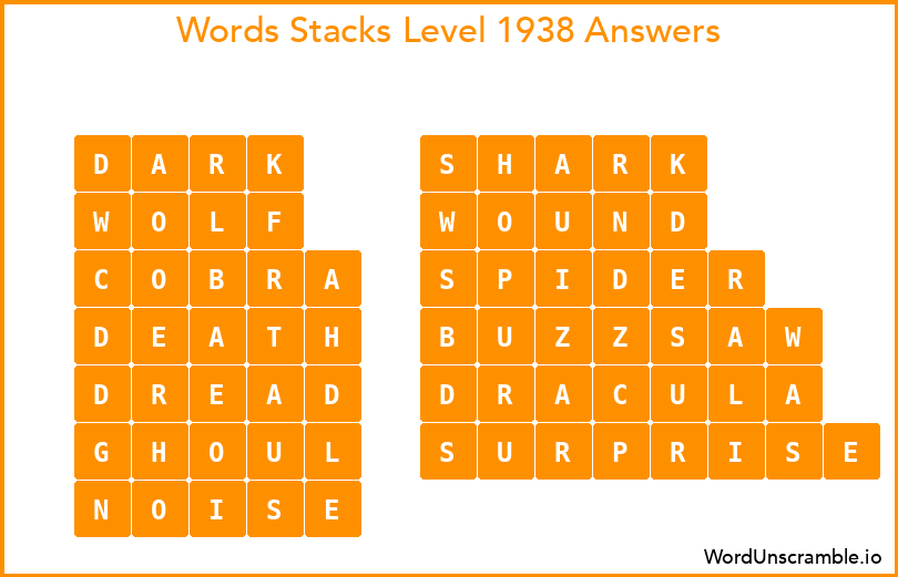 Word Stacks Level 1938 Answers