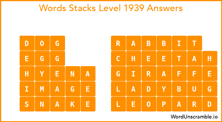 Word Stacks Level 1939 Answers