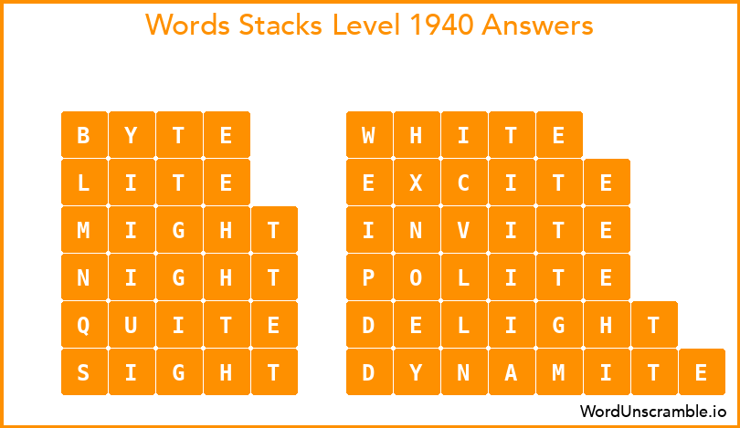 Word Stacks Level 1940 Answers