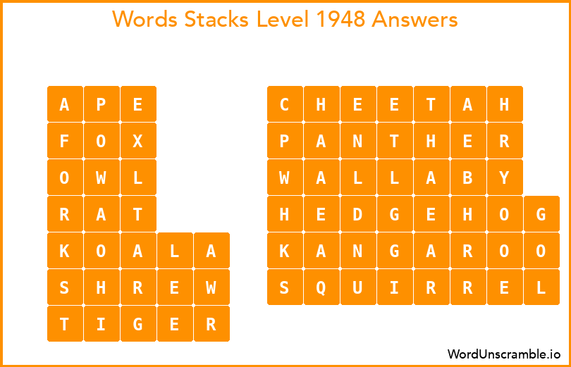 Word Stacks Level 1948 Answers