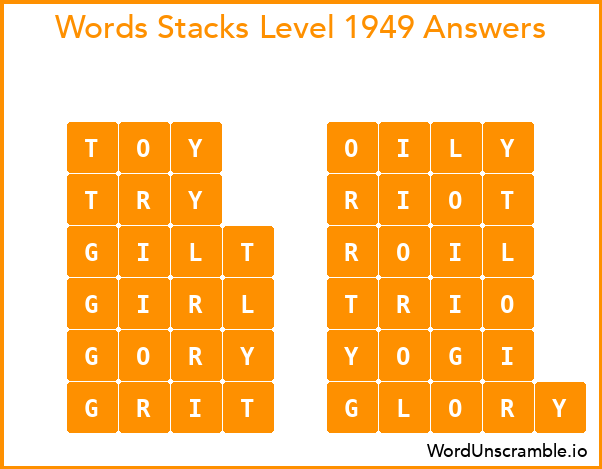 Word Stacks Level 1949 Answers